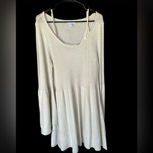 VENUS - Beige Sweater Dress with Spaghetti Strap lace slip